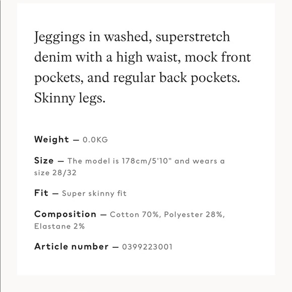 H&M | Black Super Skinny High Waist Jeggings 31/32 - Picture 3 of 6